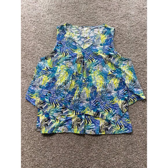 LULU B Leaf Print Sleeveless V-Neck Layered Top Womens 1X - Picture 8 of 8